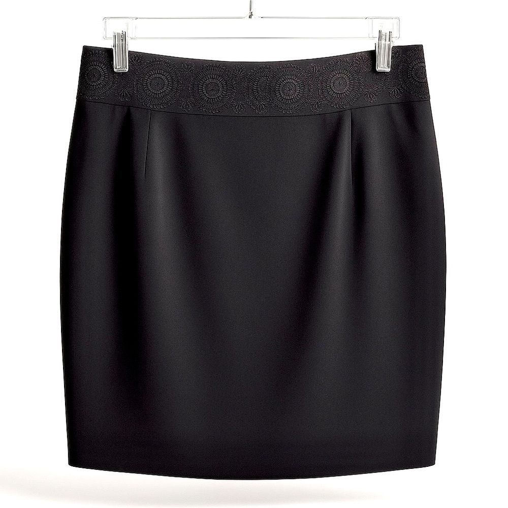 Vintage JOSEPHINE CHAUS Straight Skirt Black Embroidered Waist Office Size 16W